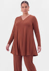 Tunic wide bottom with strass UNI R-DOLCE - mid brown - #1