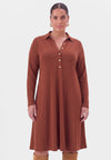 Dress midi buttons UNI R-DOLCE - mid brown - #1