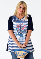 Tunic flare breton anchor - blue - #1