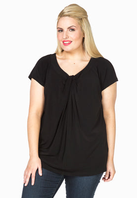 Shirt wide drape neck DOLCE - black  - #1