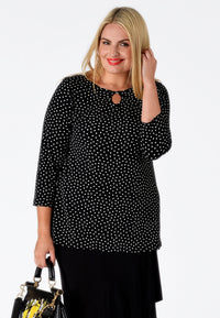 Shirt relax dropped neck DOTS - black - #1
