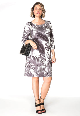 Dress palm leaves SCUBA - grey  - #2