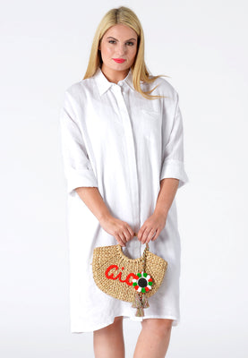 Blouse long LINEN - white  - #1