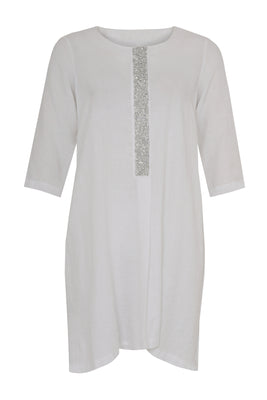 Dress beaded LINEN - white  - #4