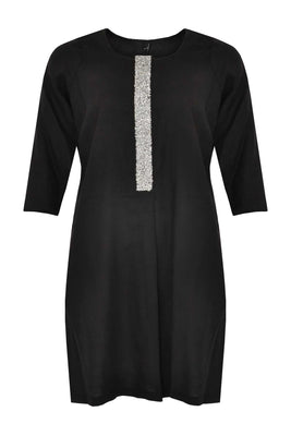 Dress beaded LINEN - black  - #1