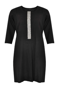 Dress beaded LINEN - black - #3
