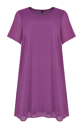 Dress A-line Voile - purple  - #1