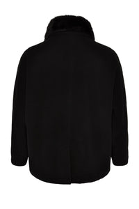Jacket wide fur collar - black - #3
