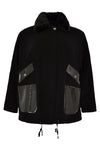 Jacket wide fur collar - black - #4