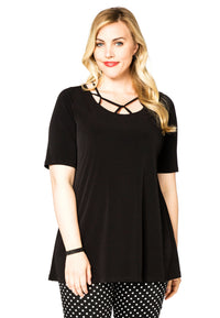 Tunic flare tape neck DOLCE - black - #1