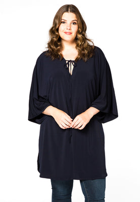 Tunic string v-neck - blue - #1