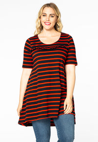 Tunic wide bot frill breton - red - #1