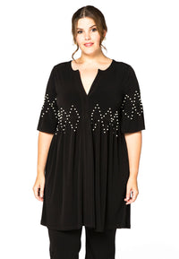 Tunic ruffled pearls DOLCE - black - #1