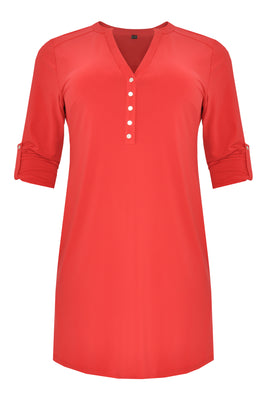 Tunic grandad collar DOLCE - red  - #4