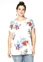 Blouse wide BOUQUET - white  - #1