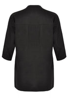 Blouse asymmetric ruffled LINEN - black - #5