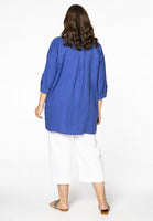 Blouse asymmetric ruffled LINEN - light blue - #3