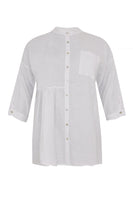 Blouse asymmetric ruffled LINEN - white - #1