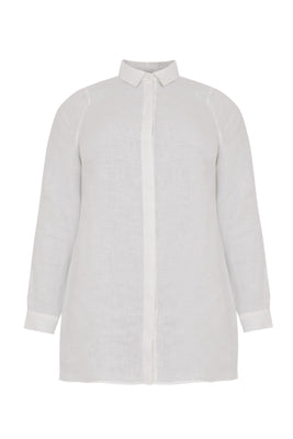 Blouse blind button closure LINEN - white  - #4