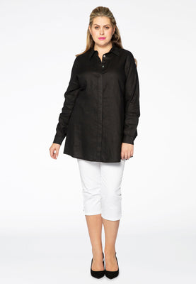 Blouse blind button closure LINEN - black  - #2