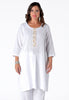 Dress beaded placket LINEN - white 