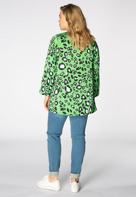 Tunic v-neck lacing LEOPARD - green  - #3