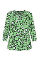 Tunic v-neck lacing LEOPARD - green  - #4