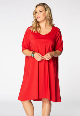 Dress tied back stretch cotton - red  - #1