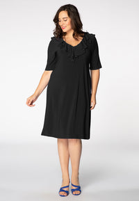 Dress ruffled V-neck DOLCE - black - #2