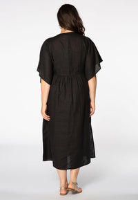 Dress embroidered detail LINEN - black - #3
