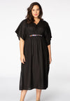 Dress embroidered detail LINEN - black - #1