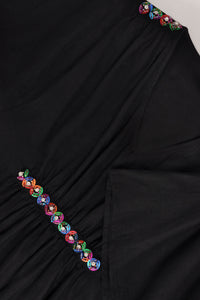 Dress embroidered detail LINEN - black - #5