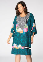 Dress wide sleeves LEO FLOWER - blue - #1