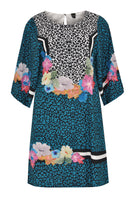 Dress wide sleeves LEO FLOWER - blue - #4