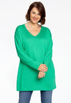 Pullover V basic - green  - #1