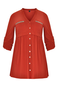 Tunika perlenbesetzte Brusttaschen DOLCETunic DOLCE chestpockets - orange - #4