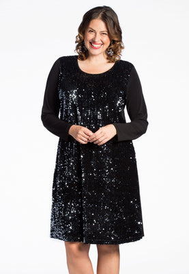 Dress SEQUINS A-line - black  - #1