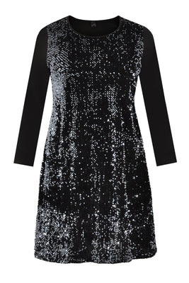 Dress SEQUINS A-line - black  - #4