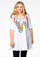 Tunic wide bottom feathers - white  - #1