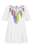 Tunic wide bottom feathers - white  - #4