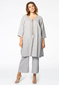 Tunic beaded placket LINEN - grey - #2