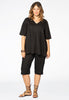 Blouse pleated v-neck LINEN - black - #2