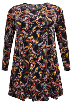 Tunic wide bottom PAISLEY - black  - #3