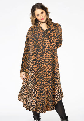 Blouse-jurk ruches LEOPARD - brown - #1