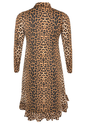 Blouse-jurk ruches LEOPARD - brown - #5