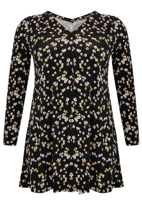 Tunic V-neck pleat DAISY - black  - #4