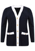 Cardigan gold button DIAGONAL - blue