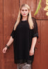 Tunic wide mousse / fake leather - black  - #5