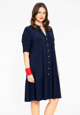 Dress frilled grandad collar DOLCE - blue - #1