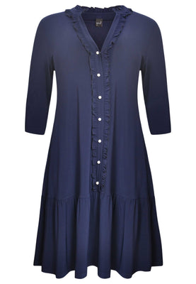 Dress frilled grandad collar DOLCE - blue - #4